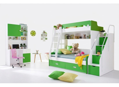 Youth bed desk wardrobe green NEW youth room children's room complete set