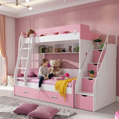 Youth bed beds pink children's bed bunk bed wooden furniture wood new