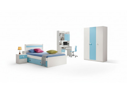Children's complete set youth room bed chest of drawers wardrobe table office 4-piece furniture