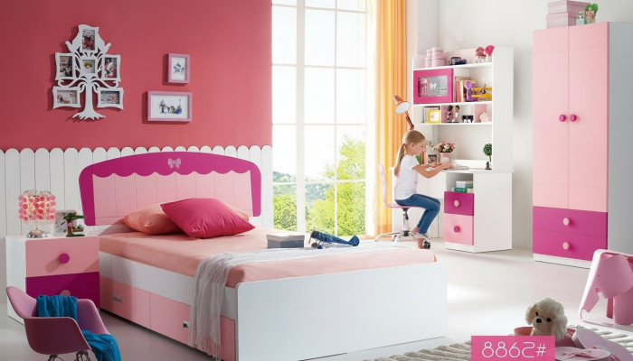 Set Table Bed Wardrobe Dresser 4-piece Complete Youth Room Children's Room