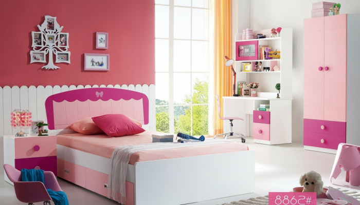 Set Table Bed Wardrobe Dresser 4-piece Complete Youth Room Children's Room