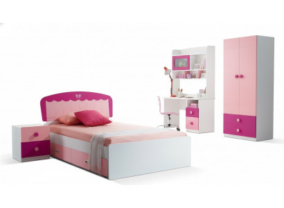 Set Table Bed Wardrobe Dresser 4-piece Complete Youth Room Children's Room