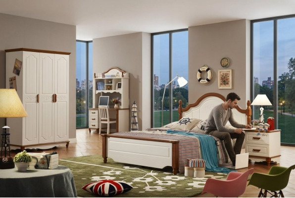 Complete set bed bedside table wardrobe designer bedroom furniture new 5 pieces