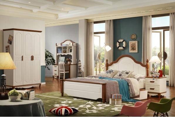 Complete set bed bedside table wardrobe designer bedroom furniture new 5 pieces
