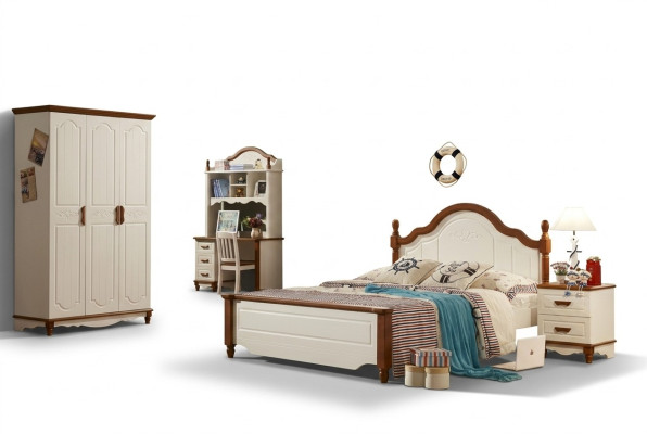 Complete set bed bedside table wardrobe designer bedroom furniture new 5 pieces