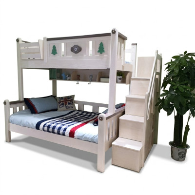 Modern bunk beds for children, boys, girls, ladder, wardrobe, high wooden bed