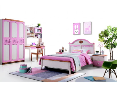 Modern closet dresser table wood 5-piece bedroom youth children's room set