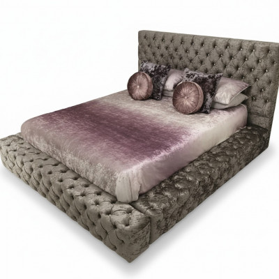 Chesterfield double bed furniture 180x200 upholstery textile beds luxury design frame