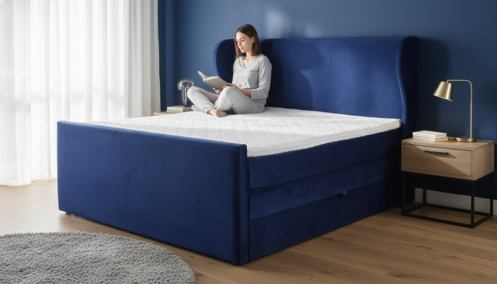 Designer double bed in modern style with minimalist elements