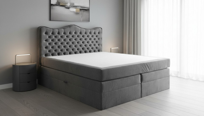Box spring bed beds upholstered bed hotel leather textile fabric 180x200cm velvet furniture