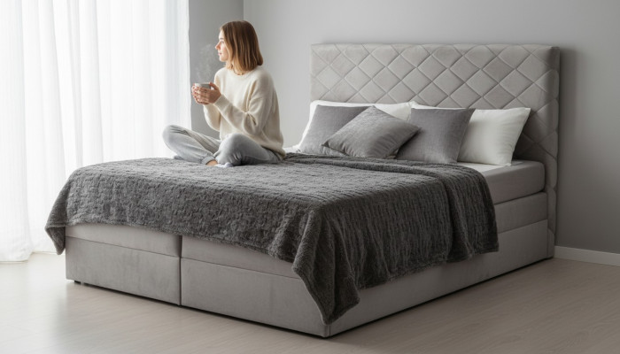 Box spring bed leather bed 180x200cm hotel double bed luxury beds modern new