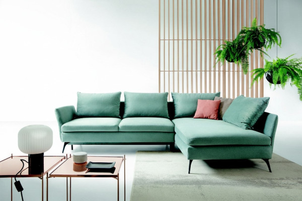 Living room green furniture textile sofas sectional sofa L-shaped couch upholstery furniture
