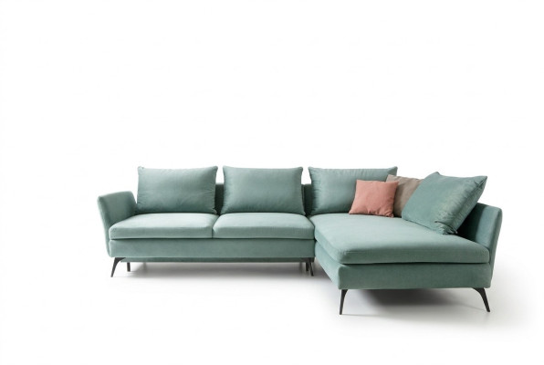 Living room green furniture textile sofas sectional sofa L-shaped couch upholstery furniture