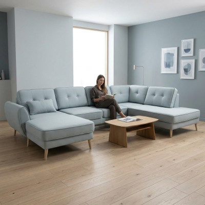 Living room furniture, corner sofa, fabric sofa, design sofa, U-shaped corner sofas, modern upholstery.