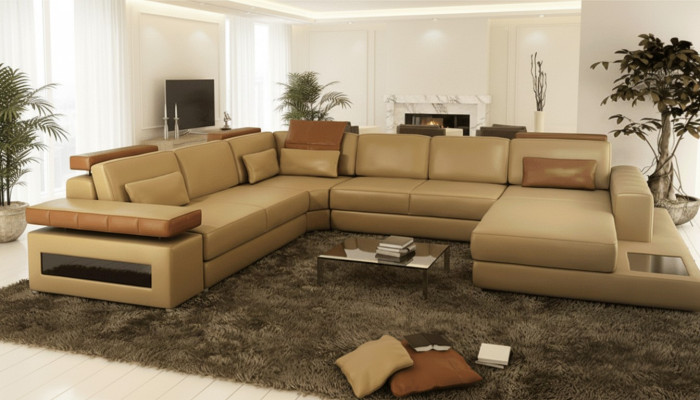 Luxury U-Shape Sofa Furniture Set Sofas Couch Luxury Designer Leather Living Landscape