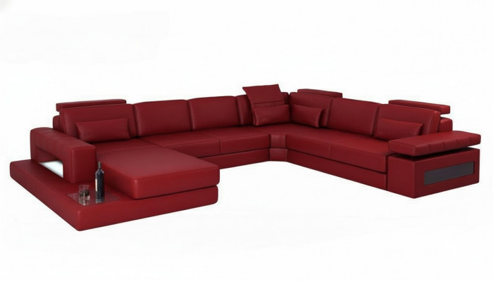 U-shaped sectional sofa made of high-quality premium leather fiber material