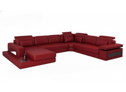 U-shaped sectional sofa made of high-quality premium leather fiber material