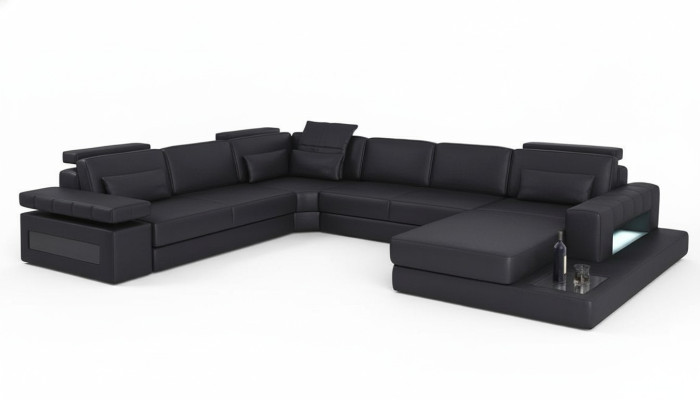 Living landscape bed function leather corner sofa U-shaped sofa couch textile sofas design