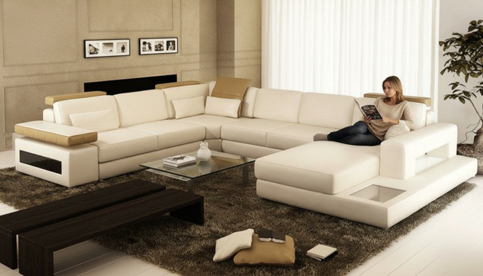 Living area corner sofa leather corner sofa new U-shaped sofa couch upholstery