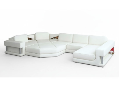 Living landscape design corner sofa leather corner U-shape sofa couch upholstery set new