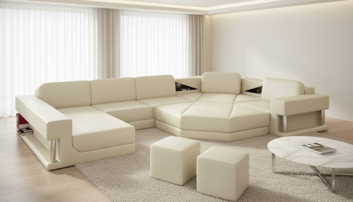 Sectional U-shaped sofa couch living landscape sofa couch modern design sofa textile leather