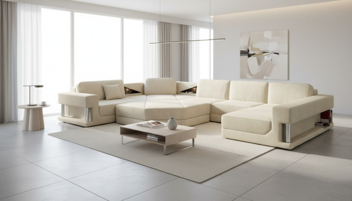 U-shape sofa couch design couch textile modern upholstery new living landscape sectional sofa