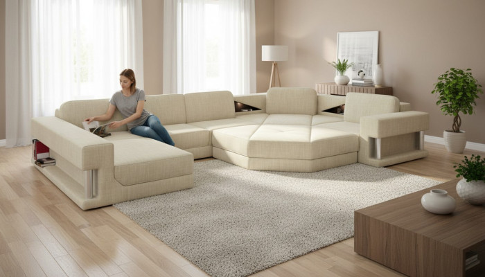 Design corner sofa fabric modern sofas U-shape living landscape upholstered corner furniture new