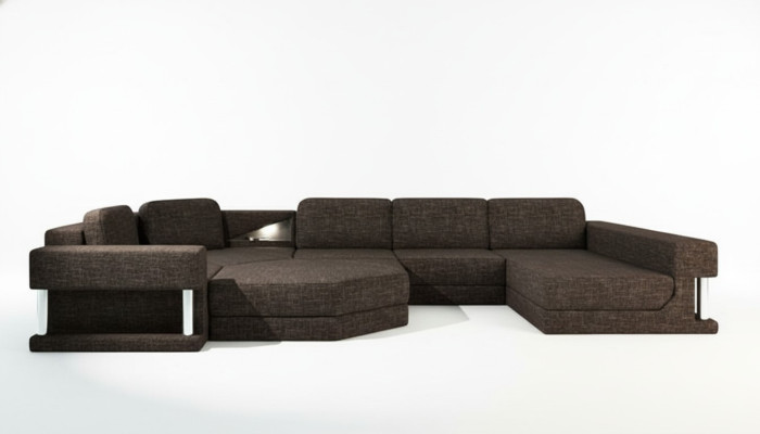 U-shaped living landscape with bed function, textile fabric, large corner sofa, sofa upholstery, couch