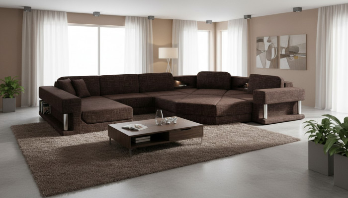 Design corner sofa U-shape bed function couch textile sofas sofa bed leather fabric new