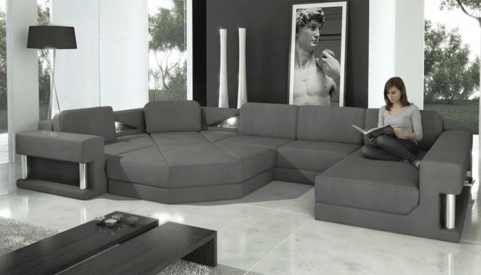 Design couch upholstery textile modern sleep bed function corner sofa U-shaped sofa fabric