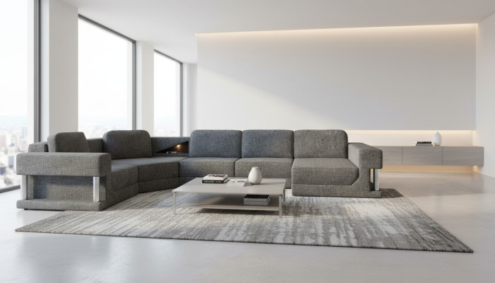 U-shaped sectional sofa with bed function, new living area sleeping sofa, multifunctional couch.