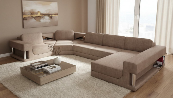 U-shaped sofa bed function couch design upholstery fabric corner living landscape corner sofa fabric