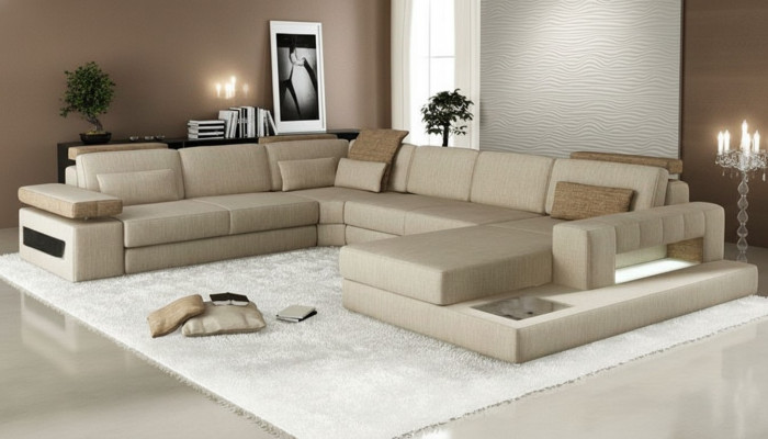 Living landscape U-shaped corner sofa sofa couch upholstered corner beautiful XXL fabric