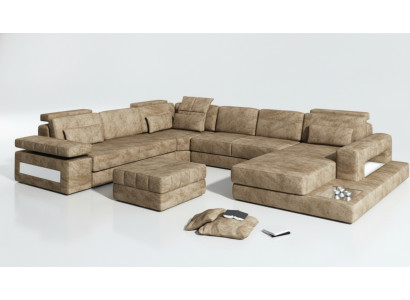Fabric U-shape sectional living room set upholstery corner couch leather sofa corner sofa corner couch