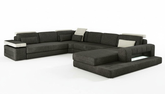 Living landscapes corner sofa couch fabric leather upholstery corner sofa U shape new