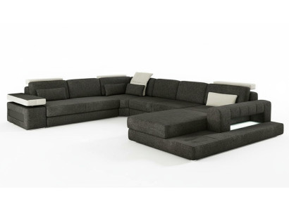 Living landscapes corner sofa couch fabric leather upholstery corner sofa U shape new