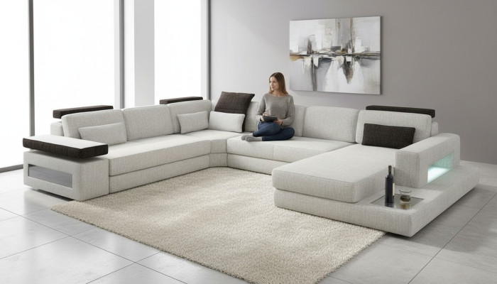 Textile sofa couch living landscape U-shape design modern sofa corner sofas design.