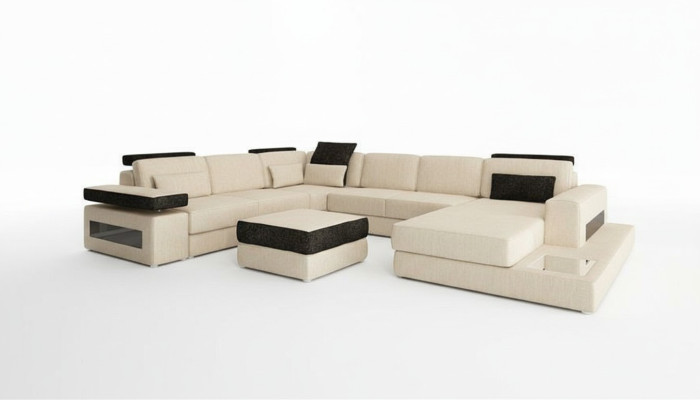 XXL living area sofa couch upholstered sofa corner designer U-shaped corner sofa new