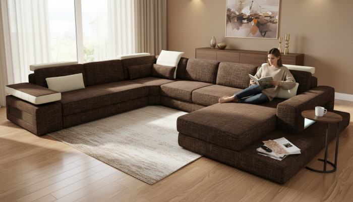 U-shape couch design upholstery corner modern sofas textile living landscape corner sofa fabric