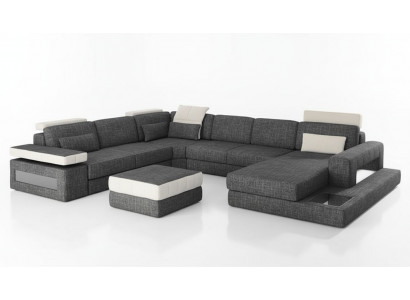 Sectional sofa design, upholstery, textile, new living landscape, U-shape, bed function, fabric.