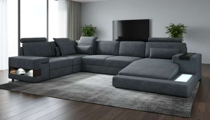 Round corner sofa cushions XXL big U-shape couches living landscape U-shape sofas new