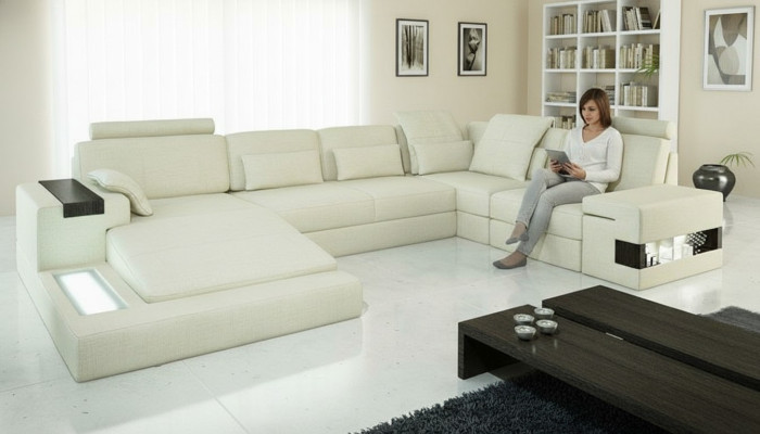U-shaped sectional sofa couch design upholstery textile new living landscape bed function fabric