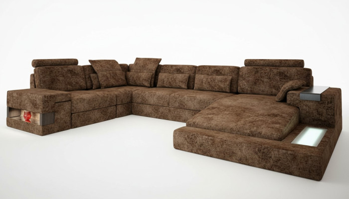 U-shaped sectional sofa design upholstery textile new bed function living landscape fabric