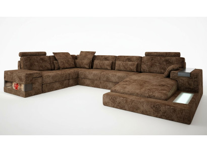 U-shaped sectional sofa design upholstery textile new bed function living landscape fabric