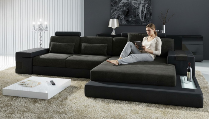 Sectional Sofa L-Shape Textile Sofa Couch Living Landscape Esk Modern Sofas