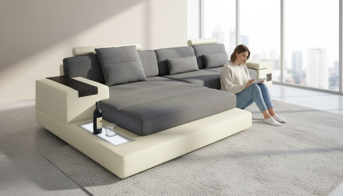 Luxury Sofa Couch Corner Upholstered Furniture Living Room L-Shape Modern Design Textile Fabric