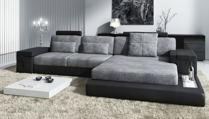Sectional sofa living room L-shape upholstered sofa leather design NEW modern