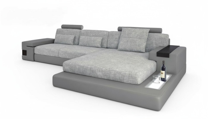 Design leather corner sofa L-shape modern style couch upholstery living room new