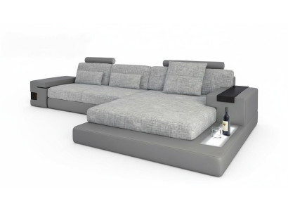 Design leather corner sofa L-shape modern style couch upholstery living room new