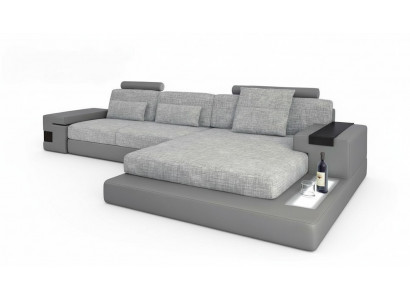 Design leather corner sofa L-shape modern style couch upholstery living room new
